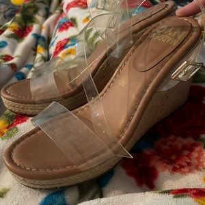 Size 7, wicker wedges